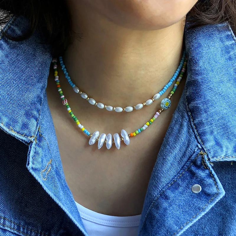 Chunky necklace crystals non-natural muti-color crystal heart pendant necklace ladies polished pointed crystal necklace women