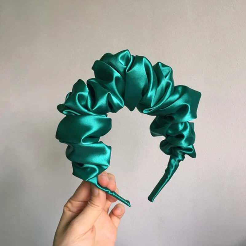 Multicolor crumpled silk scrunchie hairband luxury silk headband for women