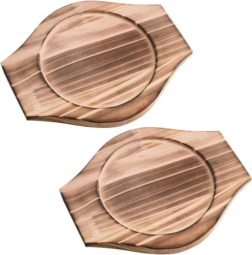 Thickening Anti-Heat Teppanyaki Wooden Board Korean Bibimbap Wooden Serving Tray Solid Wood Hot Pot Stone Bowl Serving Base