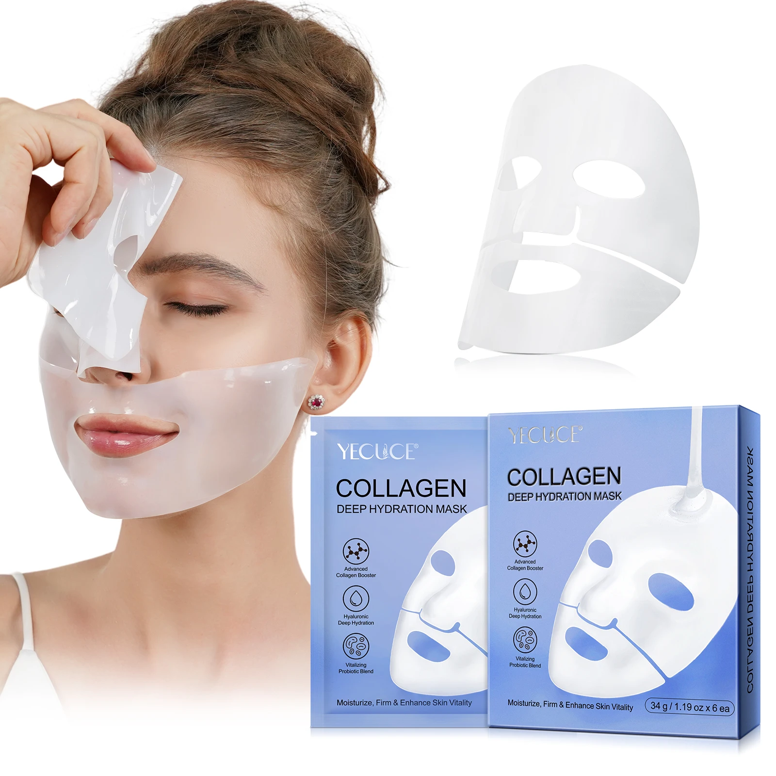 YECUCE moisturize hydrating firm enhance skin vitality 6 pcs deep collagen sheet hydrate facial mask collagen face mask