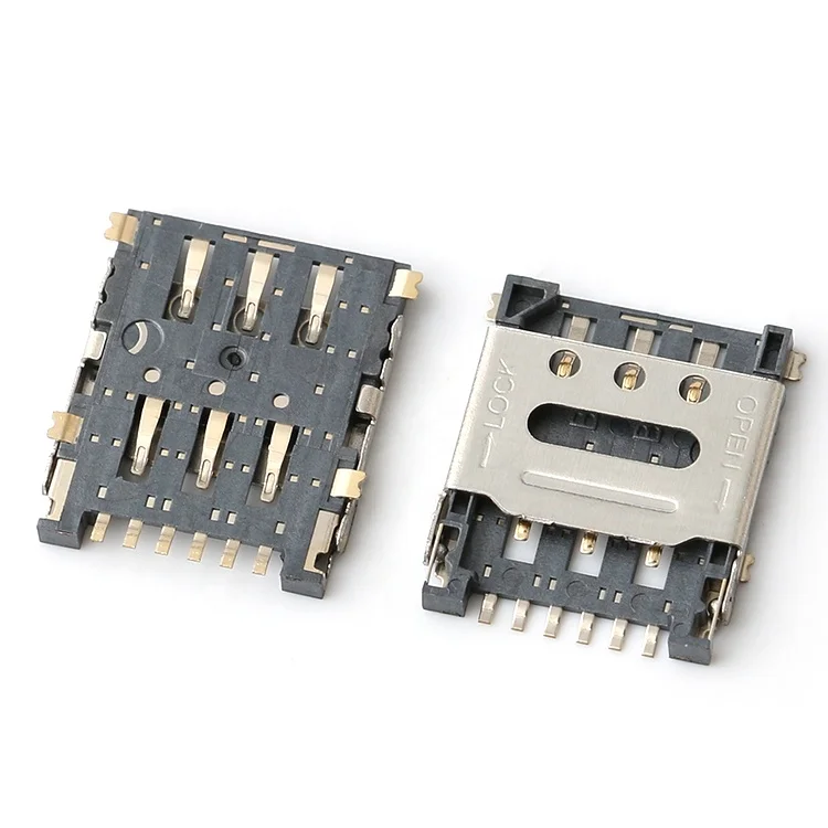 nano sim card connector 7pin SMT push-push memory card connector 6pin nano sim card connector