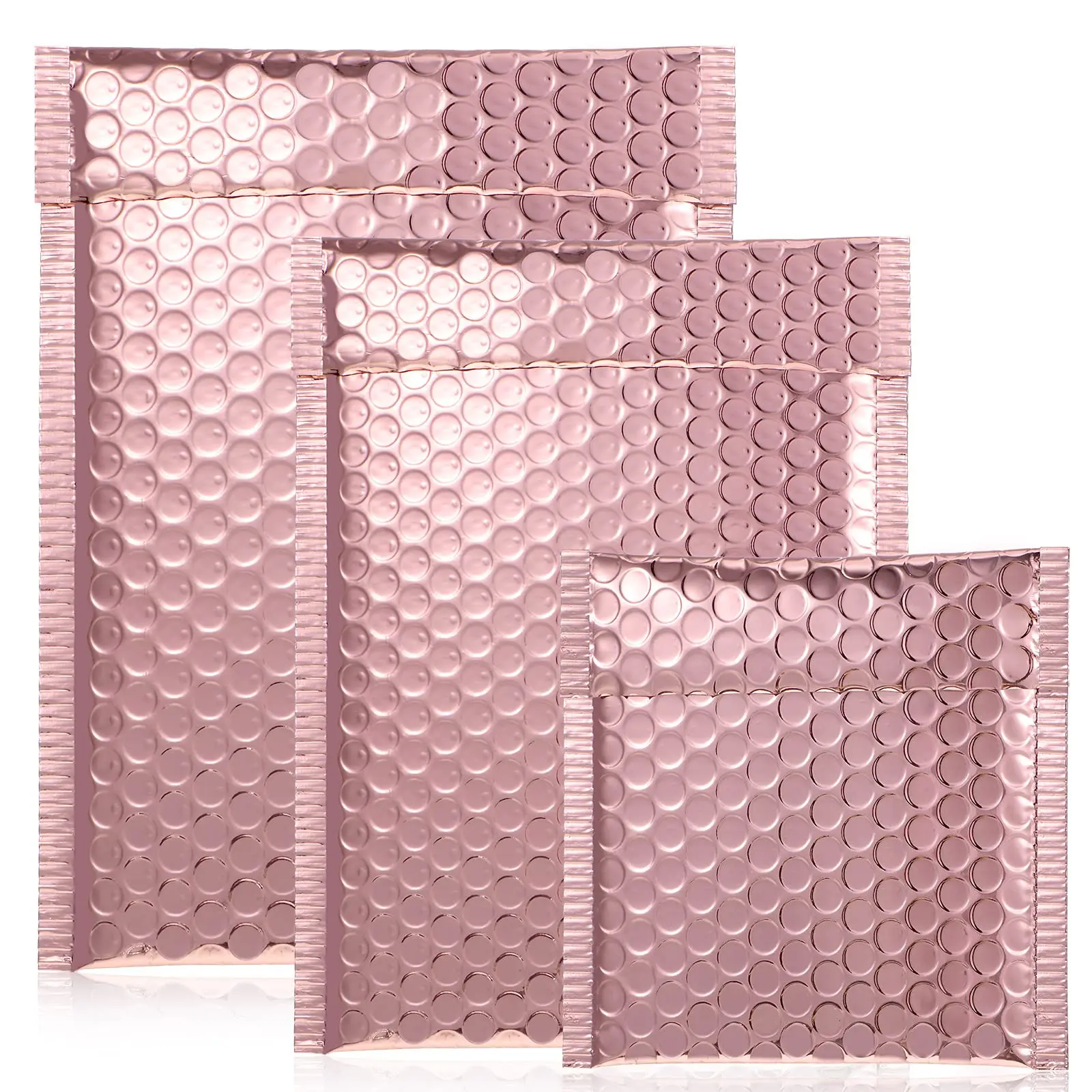 Metallic Bubble Envelope Bags Customized Printed Rose Gold Metallic Foil Padded Packaging Bubble Mailer