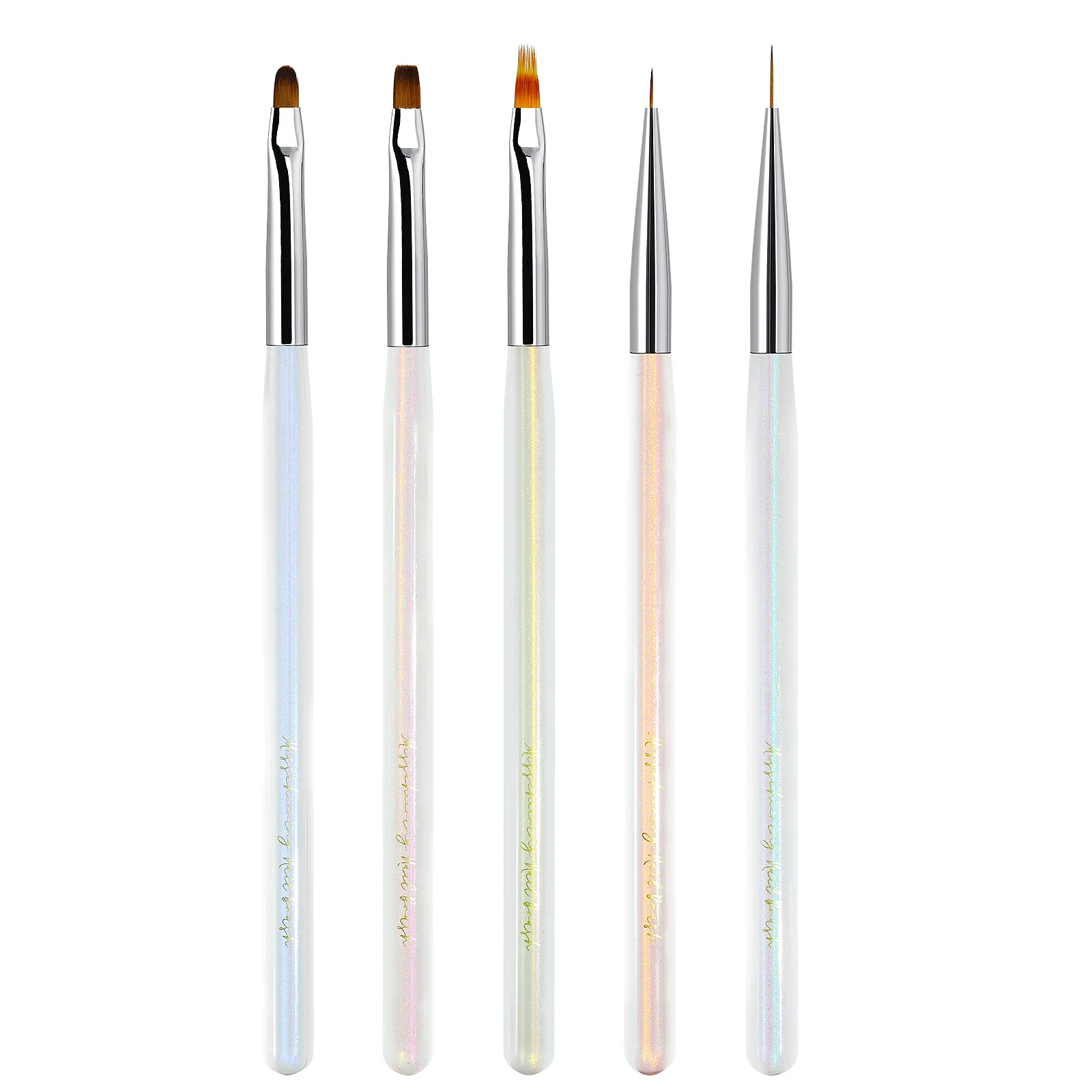 Hot Nail Brushes Japan Custom Logo Manicure Colorful Handle Acrylic Luxury Nail Art Brush Set For Salon