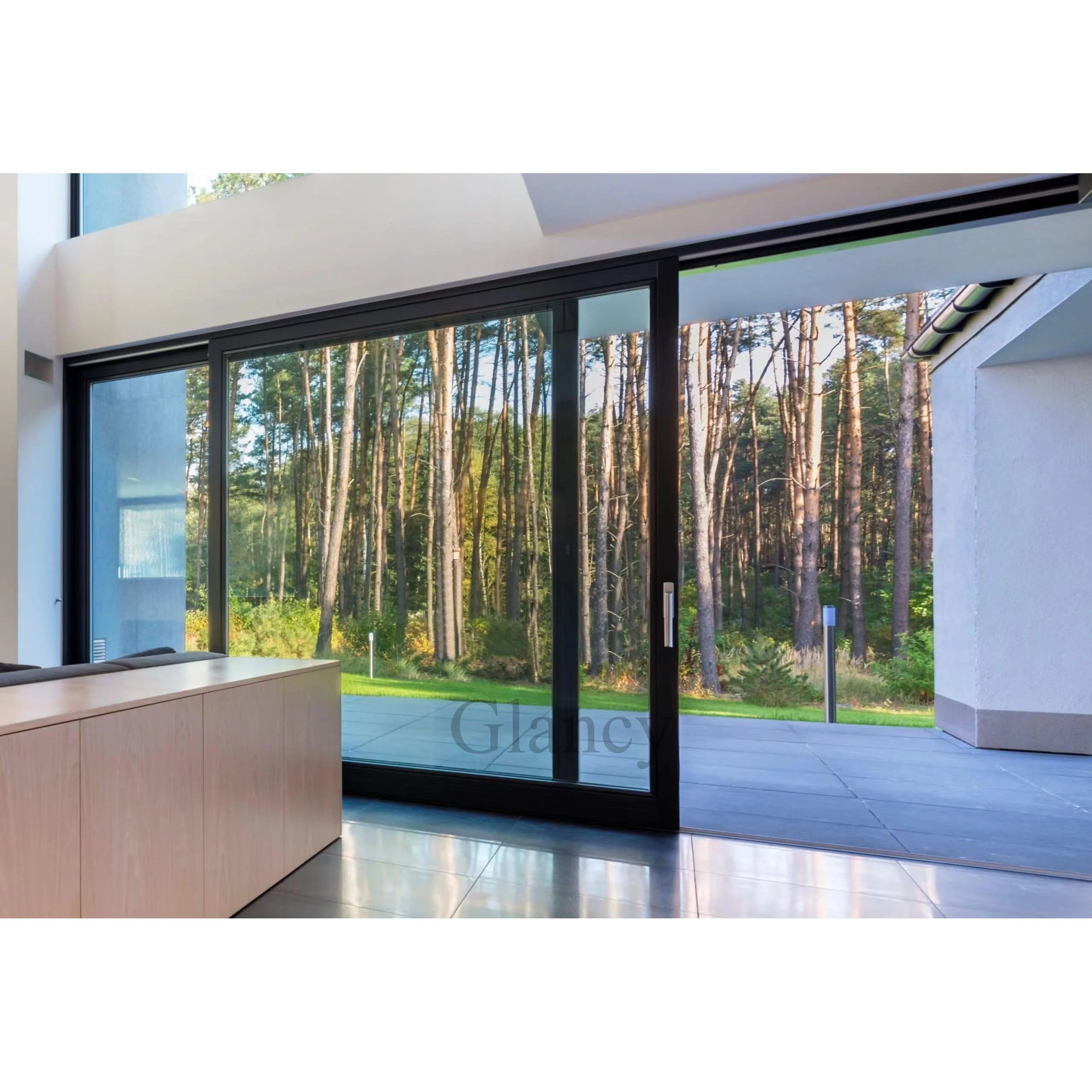 New Guangdong China Modern Double LOE Tempered Clear Coated Glass Aluminum Sliding Doors