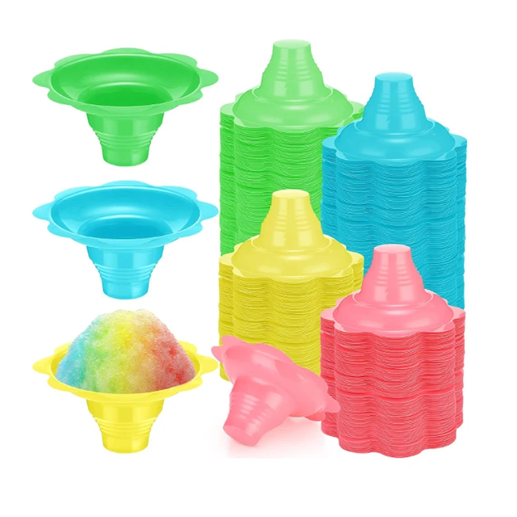 4oz Transparent Snow Cone Cups Flower Shaped Ice Cream Cup