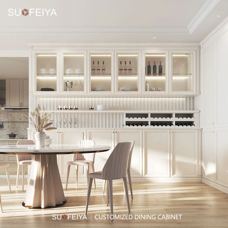 SUOFEIYA French Wardrobes Furniture High Gloss Laminate Bedroom Wardrobe Cupboard Storage Clothes Walk in Closet