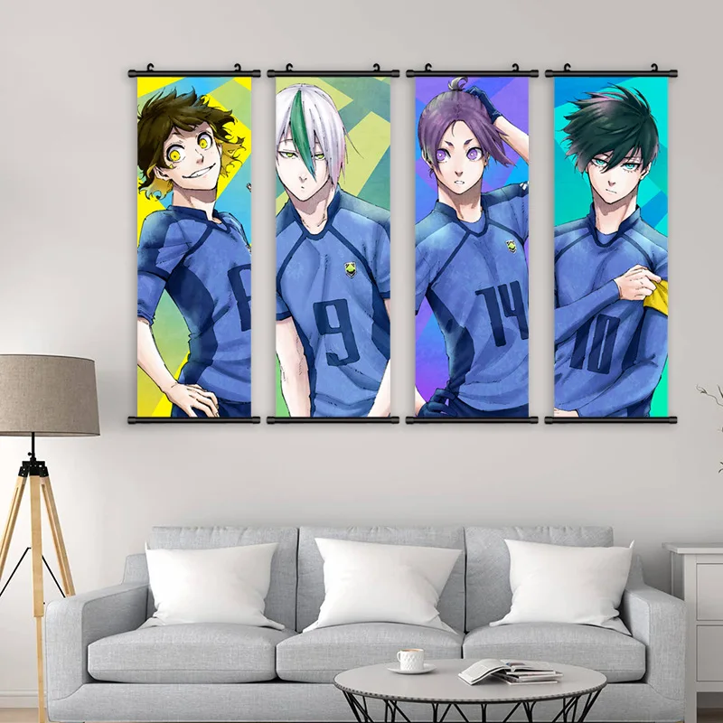 Custom Blue Lock Isagi Yoichi Bachira Meguru Chigiri Hyoma Hangable Wallscroll Posters Anime Wall Scroll