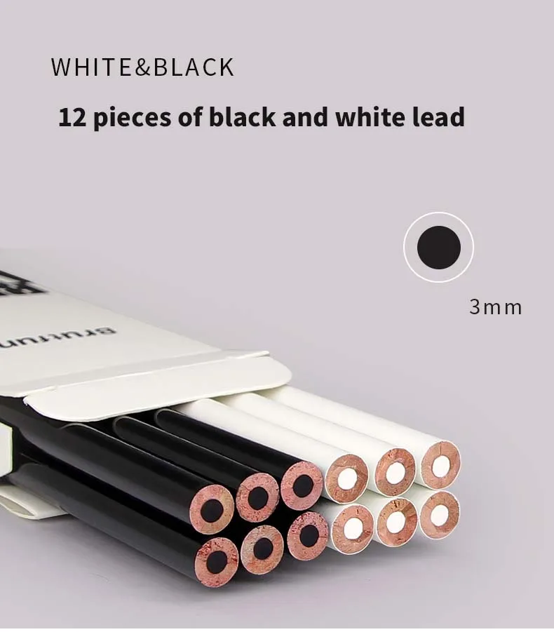 Black And White Single Oil Color Lead Set Painting Graffiti Chalkboard 12 Pigment Paint Brush Graphite Color Pencil