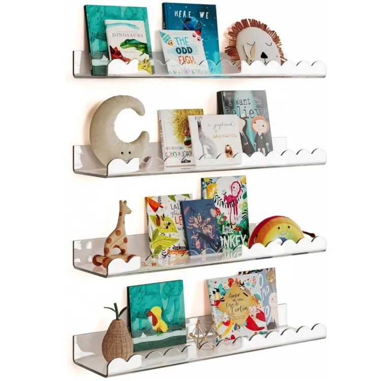 Acrylic Book Shelf for Kids Room  Floating Kids Book Shelves for Wall for Bedroom Office Toy Picture Ledge