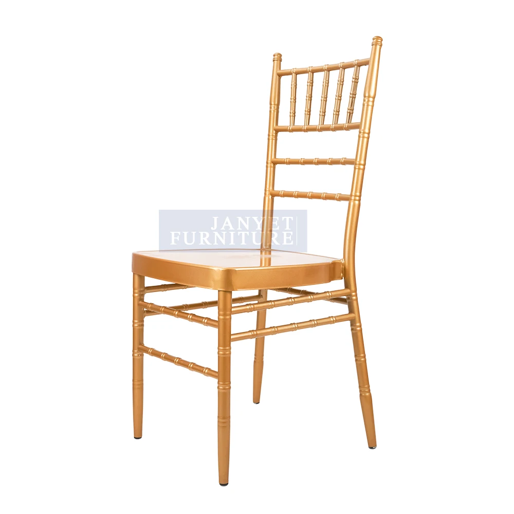 Cheap Hotel Gold Steel Metal Event Banquet Dining Chiavari Chairs Weddings