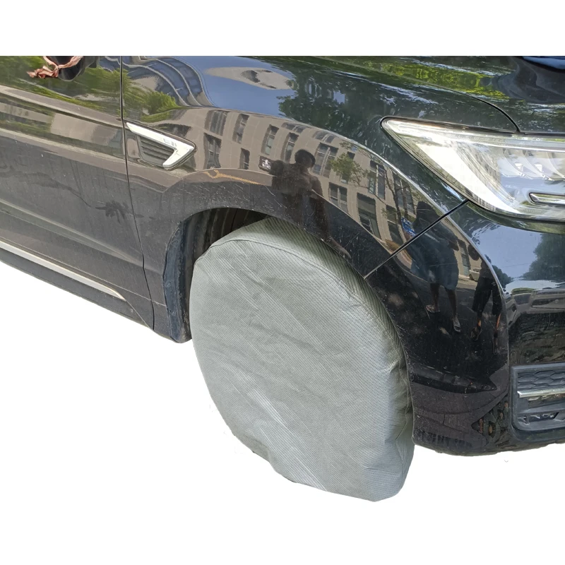 Customized Logo Outdoor Waterproof Sun UV Protection 4 Layers Non Woven Tire Cover  For Sedan