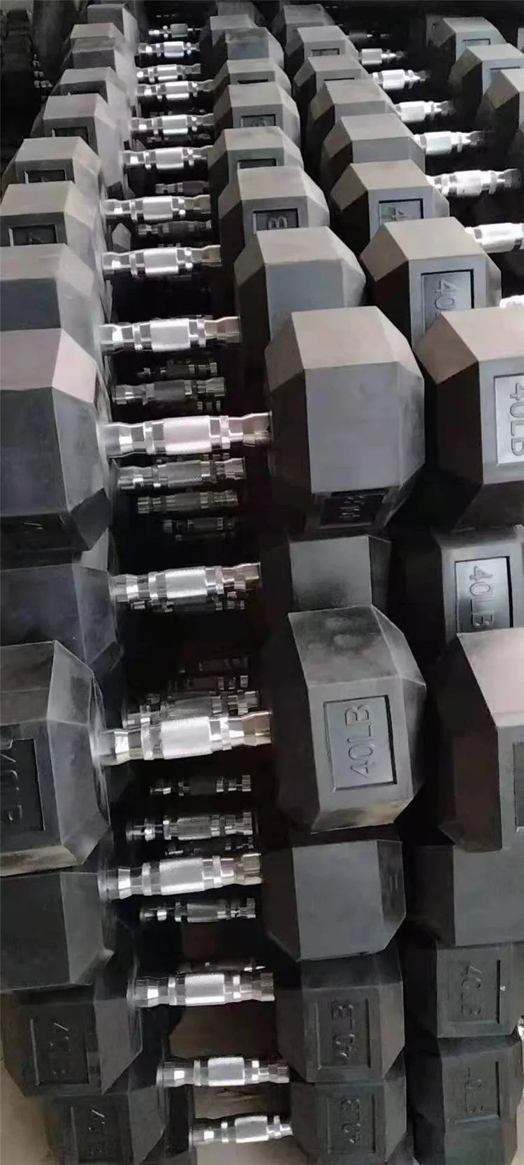Factory Wholesale price Hex Dumbbell china manufacturer custom free weight pairs sets rubber hexagon cast iron hex dumbbell