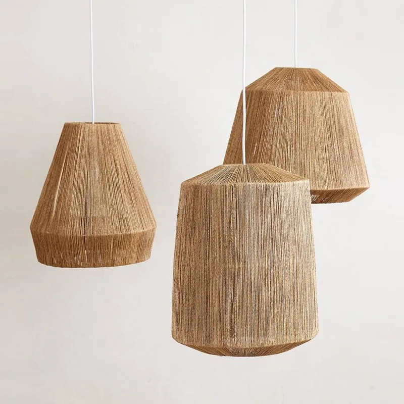 Handmade Modern Design Wicker Hanging Lamp Natural Bamboo Woven Light Indoor Home Hotel Farm Style Rattan Pendant Lighting