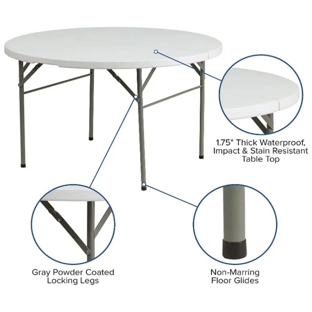Best selling cheap 8ft folding table white round outdoor picnic event hotel dining banquet folding 8ft plastic table
