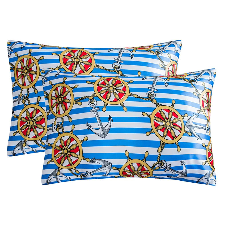Silk Satin Pillowcase for Hair and Skin Throw Pillow Cover Print Pirate Ship Printed Sheet Pillowcase Sets of 2 Pack Super Soft