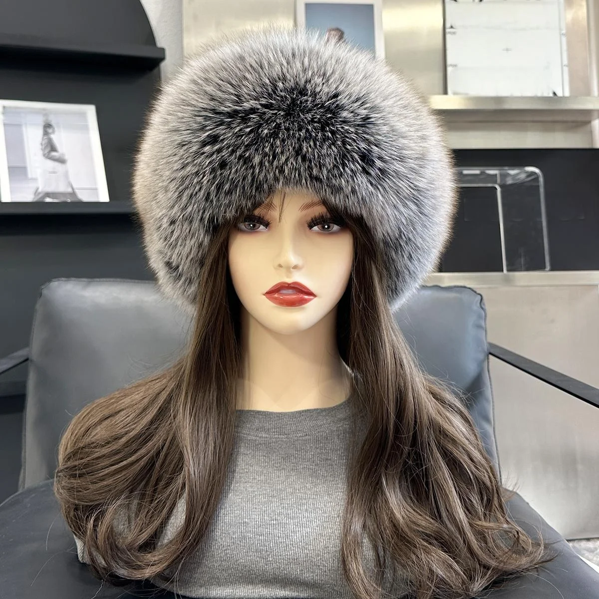 custom New Winter Rabbit Fur Bucket Hats For Women Solid Color Thick Warm Panama Bob Fisherman fox fur Hat