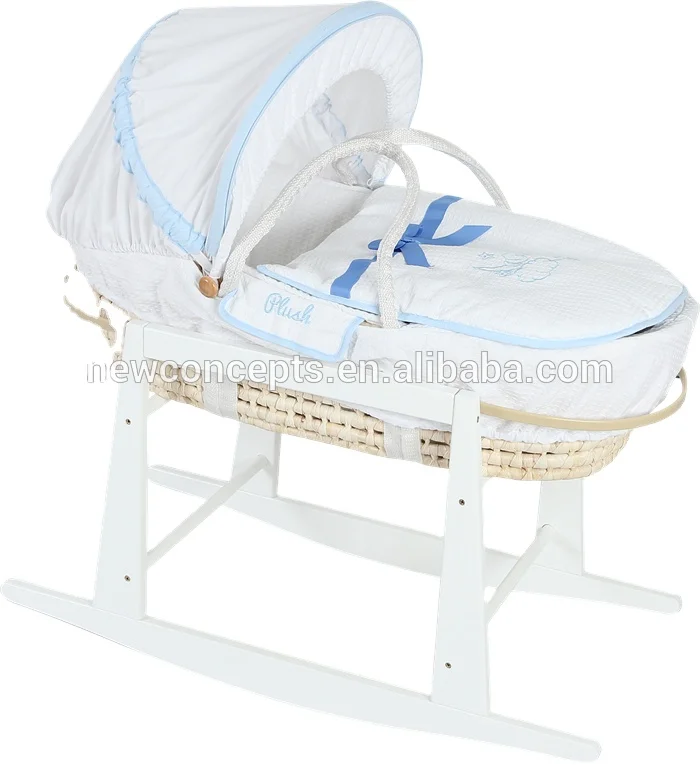 china wholesale infant wooden bassinet moses basket rocking stand