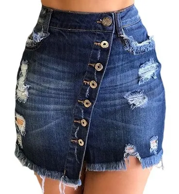 Европейская и американская женская летняя популярная стильная облегающая юбка на бедрах, Повседневная джинсовая юбка большого размера