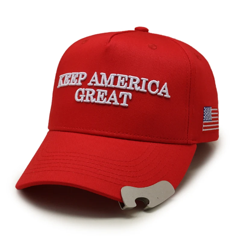 Fashion Custom Hat 3D Embroidery Curved Brim 5-Panel Snapback Sports Baseball Cap with Bottle Opener