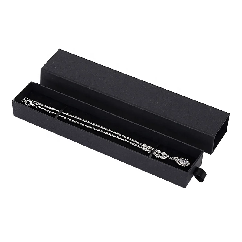 
Retail black cardboard slide paper jewelry earring box 