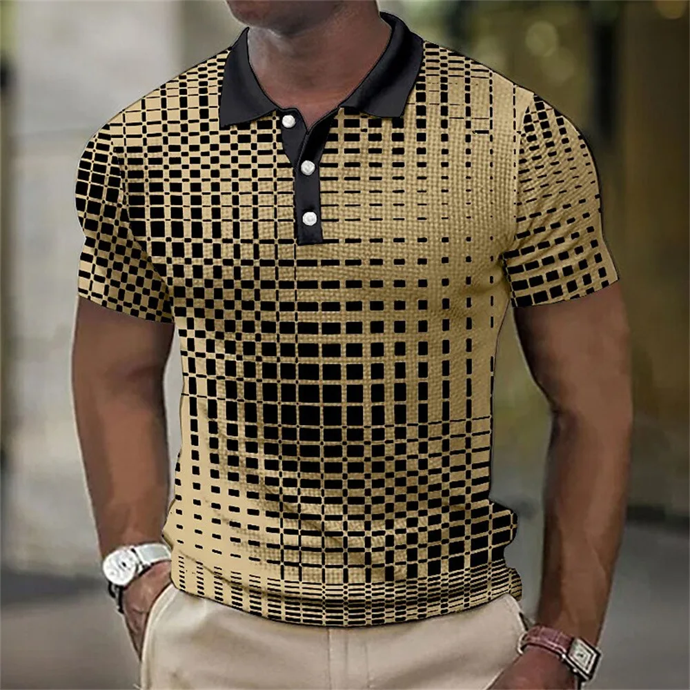2024 Wholesale Cyber Digital Pattern Polo T-shirt Short Sleeve Cotton/ Polyester Polo Shirts For Men