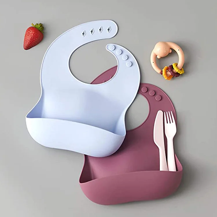 Amazon BPA Free Comfortable Practical Waterproof Baby Bibs Silicone Feeding