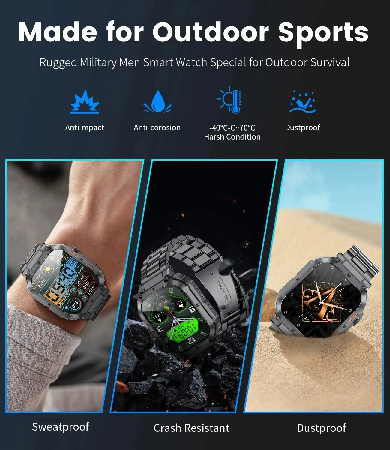 Smart Watch for Men with OEM Reloj Inteligente Fitness Tracker 1.96 Inch BT Call Smart Watch Man full touch screen Long standby