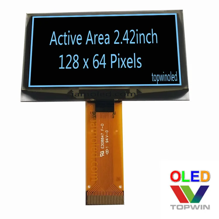 Professional manufacture of 2.42 inch parallel port SPI I2C yellow 24 pin OLED display