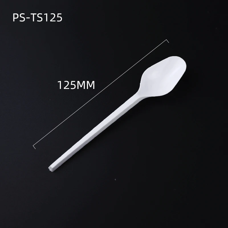 Wholesale PS disposable plastic black white mini tea spoon small disposable