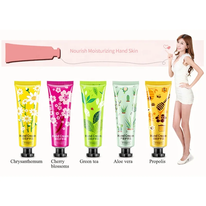 IMAGES Moisturizing Nourishing Anti Chapping Anti Aging Plant Flowers Winter Mini Hand Care Lotion Set 5pcs Hand Cream