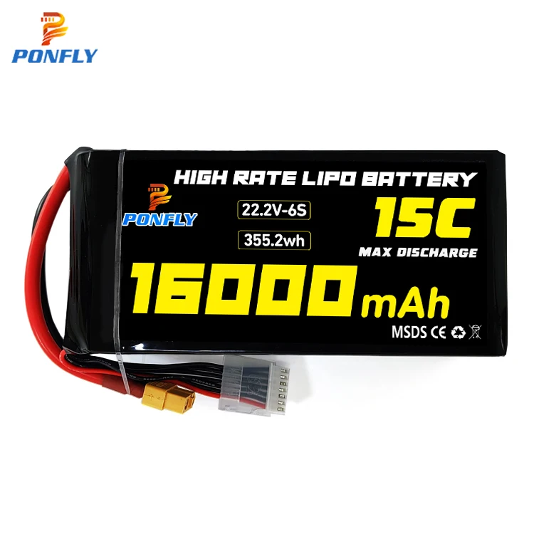 Аккумулятор PONFLY большой емкости fpv для дрона 22 2 В 6S 16000mAh 15C 30C lipo аккумулятор автомобильного вертолета производитель квадрокоптеров