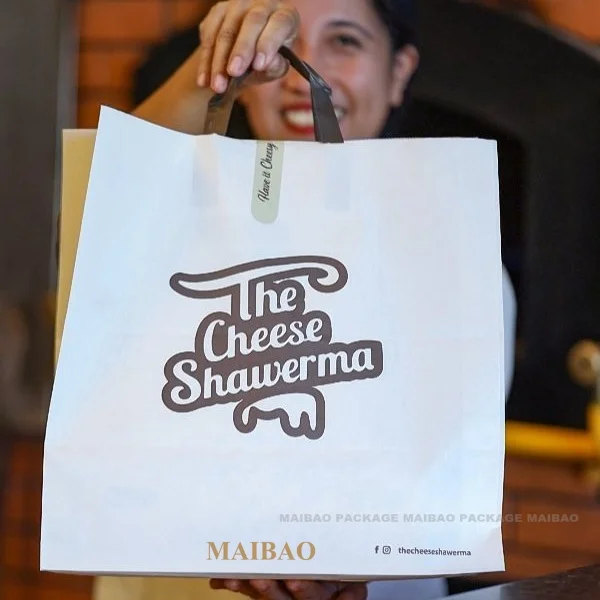 Custom Printed With Your Own Logo Delivery For Food Shopping Packaging Take Out Restaurant Shawarma Takeout Takeaway Paper Bags