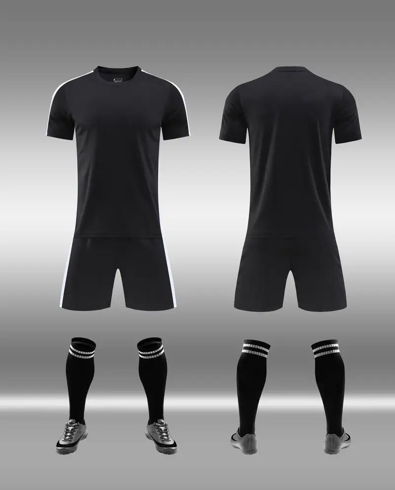 2024/25 High Quality Black/White Football Jersey Sets Kids Soccer Uniforms Youth Custom Soccer Team Jersey