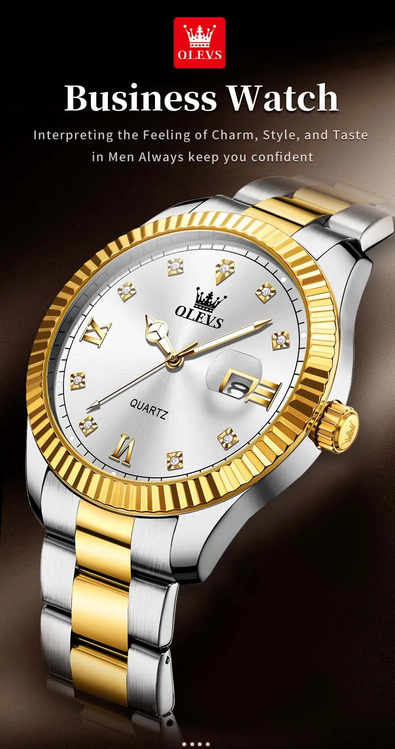 OLEVS 3623 accurate guangzhou men quartz watch hot sale steel strap water proof date display Simple business wrist watch