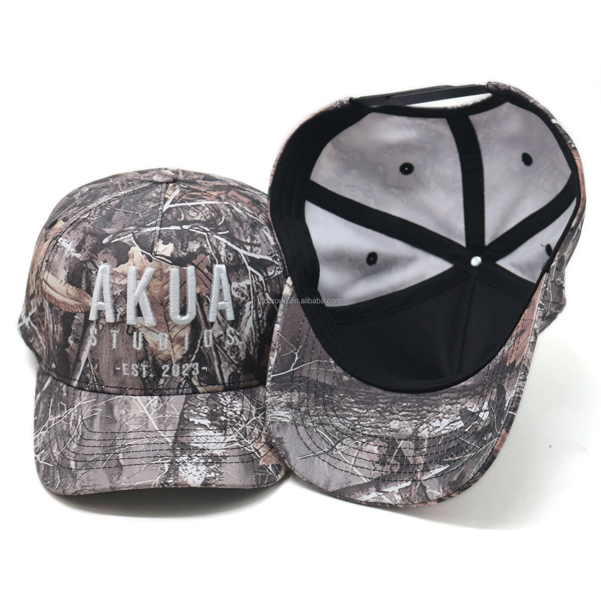 Custom Embroidery Logo Unisex 5-Panel Print Camo Cotton Baseball Cap Fashionable Sports Outdoor Hat for Adults