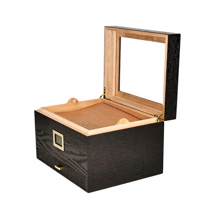 portable cigar travel humidor box Glass roof Cedar wood cabinet cigar humidor