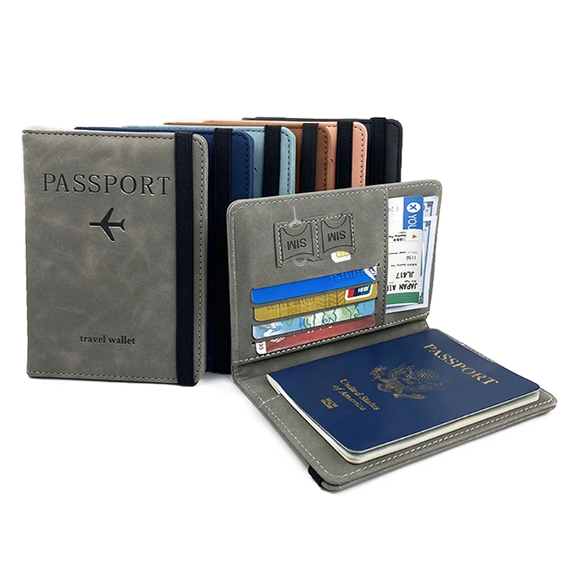 Wholesale Custom PU Leather Passport Cover Best Selling Travel Wallet with Card Case Ticket Slot RFID Blocking Passport Holder