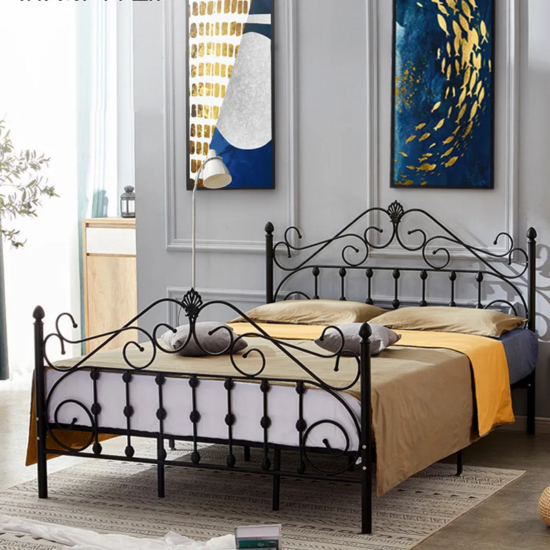 Kainice Wholesale Price Metal Iron Double Bed Design Metal Bed Frame Queen Size White Bed Frame