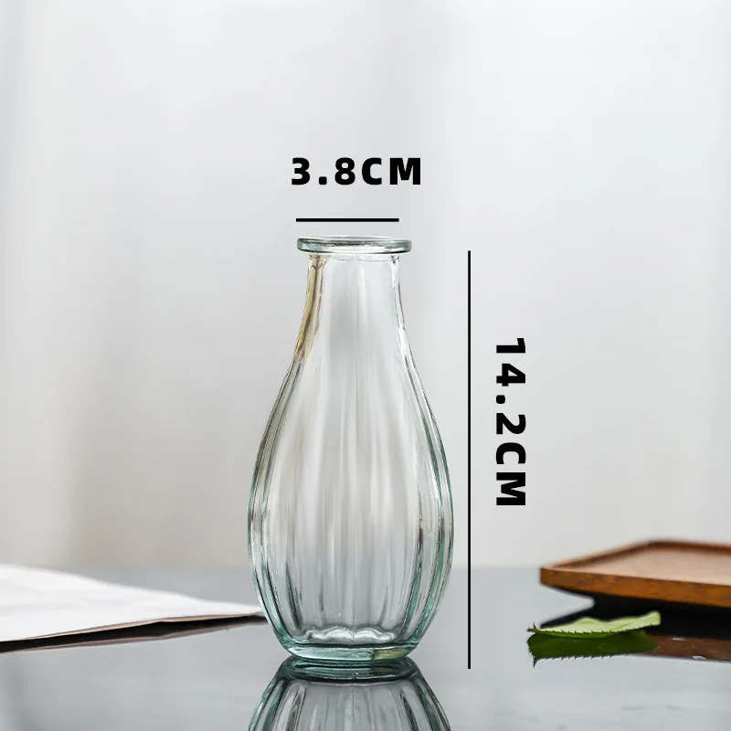 European Transparent Glass Modern Nordic Mini Cylinder Vase Creative Home Desktop Table Flower Decorative Glass Vase