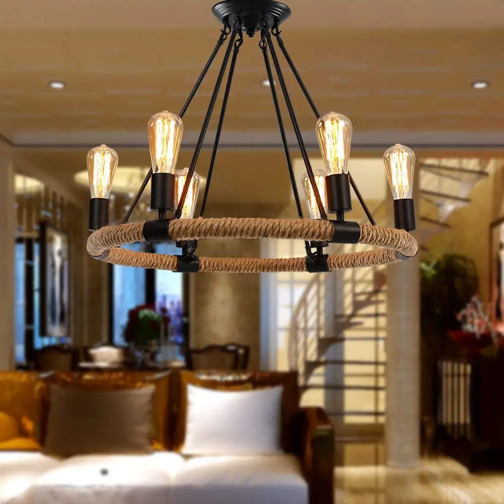 Hotel chandeliers pendant lights lighting chandelier hemp rope pendant lamps chandelier
