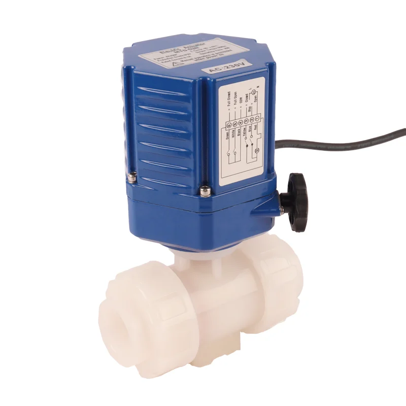 DN50 2 inch 24V 12V DC RS485 2 Way UPVC PVDF Plastic Motorized Water Ball Valve Electric Actuator Ball Valve