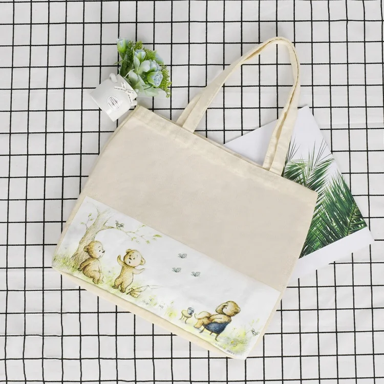 Wholesale Heat Transfer Jumbo Custom Logo Cartoon Printed Big Size Cotton Canvas Tote Bag