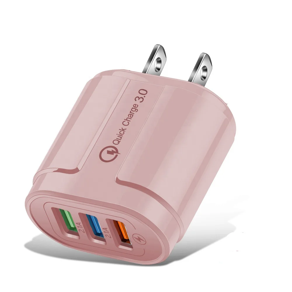 Universal Makaron Colorful Wall Charger 2A Mobile Phone Charger 3 Ports US Plug for Xiaomi Huawei Oppo USB Adapter