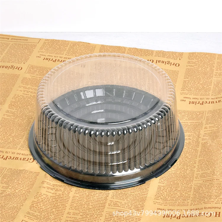 Hot sale Round clear Box catering tray  with lids Cheese Pastry Mousse bakery box for cake salad
