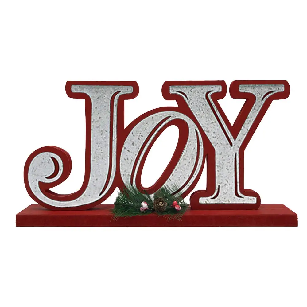Galvanized Christmas Joy Wooden Tabletop Display Decorative Word Signs