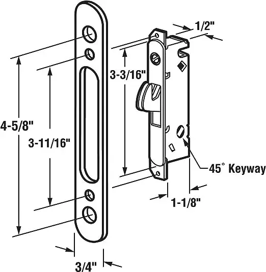 Reversible Design sliding patio door handle set Handle with Key Cylinder and Mortise Lock patio door handle
