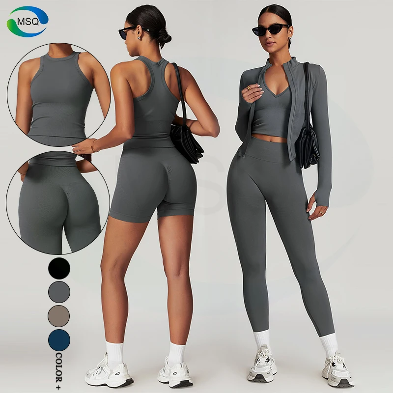 Womens Activewear Removable Chest Pad Tank Top Bra Jacket Yoga Sets Gym Fitness Shorts Leggings Clothes Workout Sets For Women