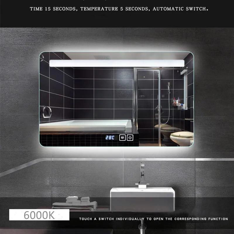 ETL  CE certificate Bathroom LED lighted Smart Mirror, touch screen anti-fog backlight led light bathroom mirror