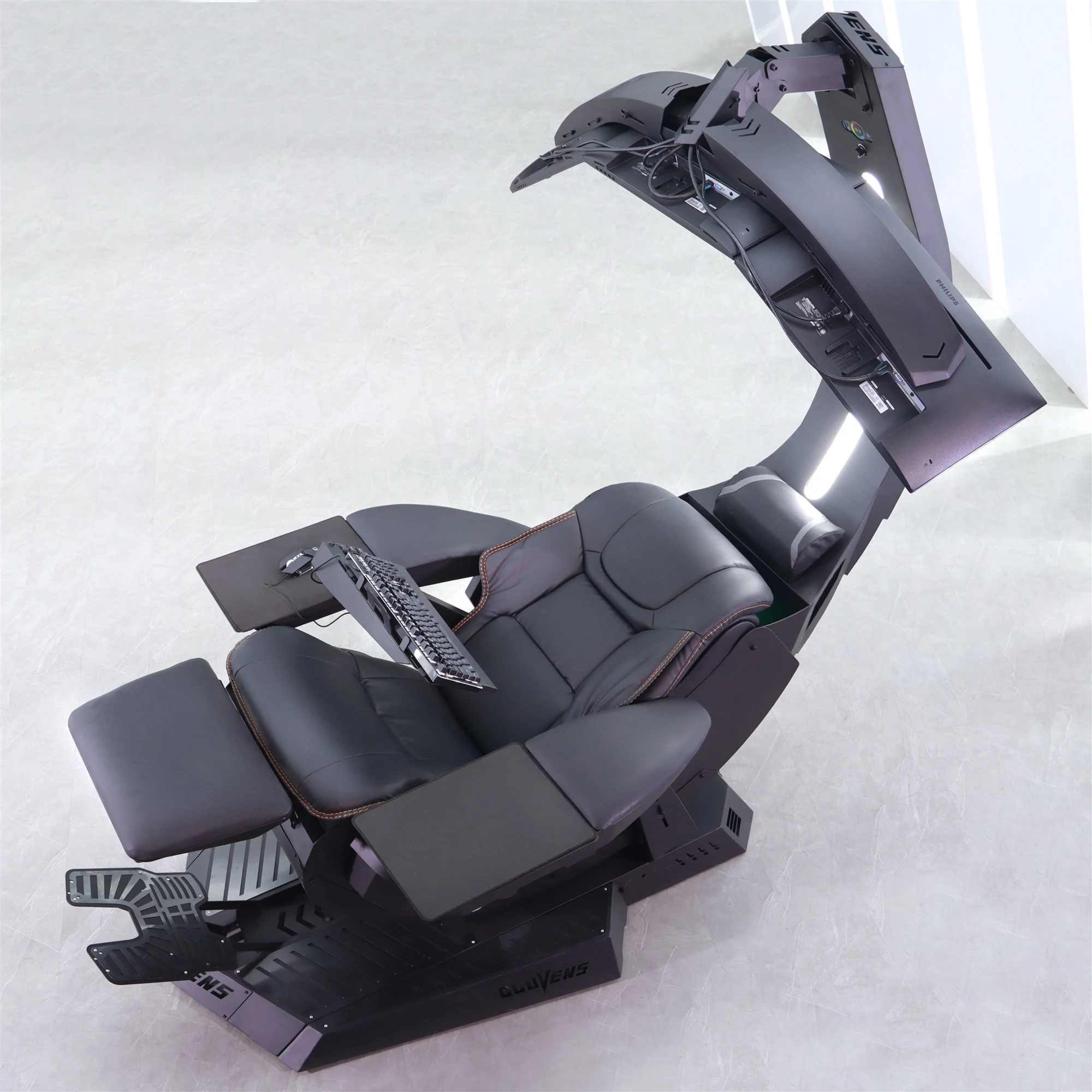 Cluvens Manticore genuine leather Zero Gravity Recliner Chair cockpit option memory foam with massage  support multi monitors