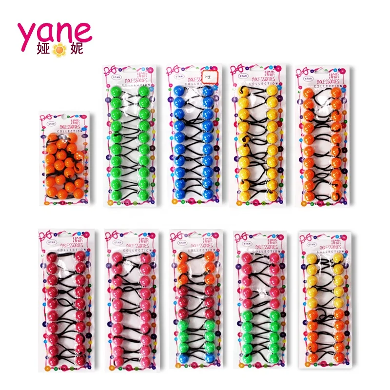 Classical hair bands with ball and beads set 10 pieces set and 20MM size and custom elastic hair bands set for kids